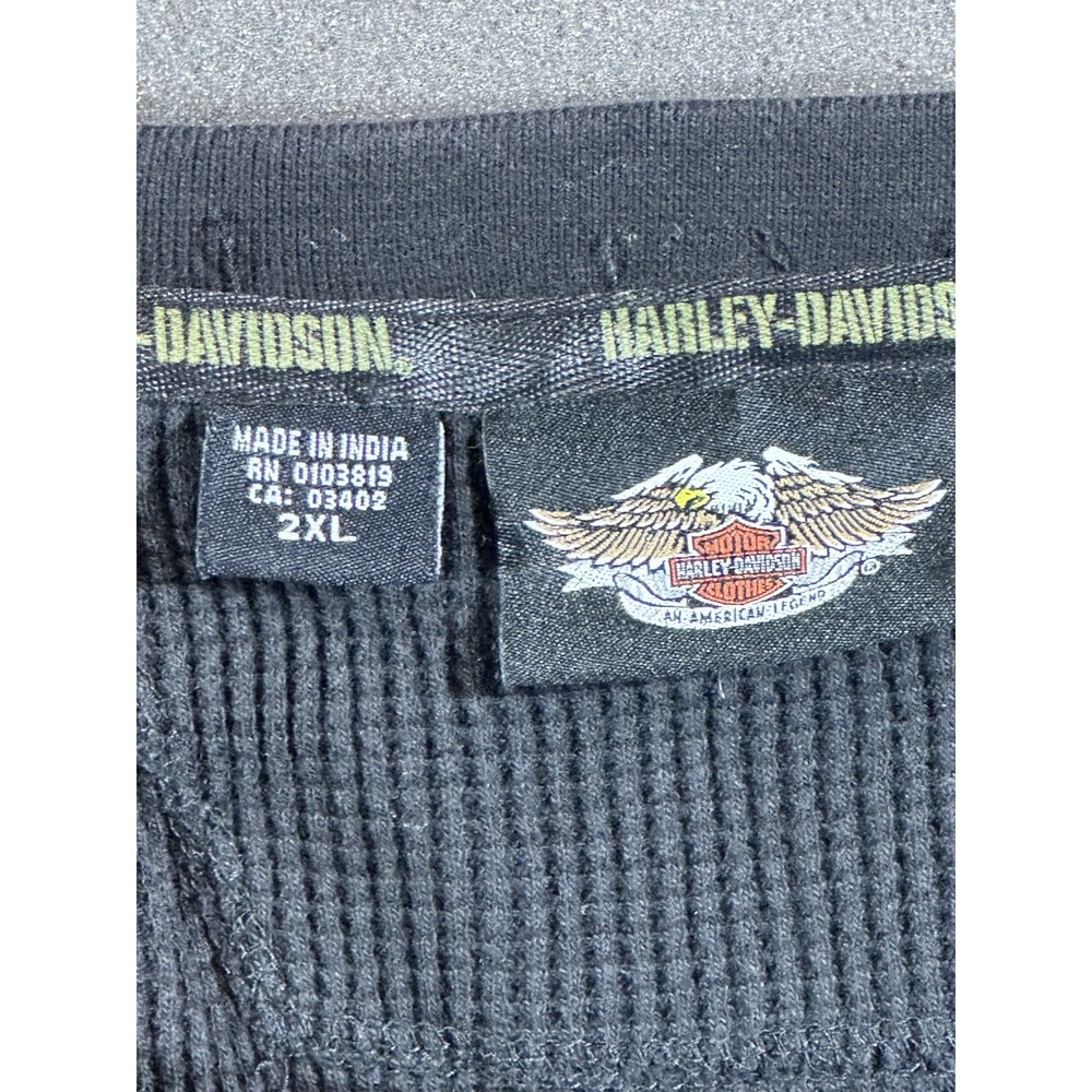 harley davidson waffle knit Henley Thermal long sleeve XXL t shirt #HARLEY - Picture 3 of 7